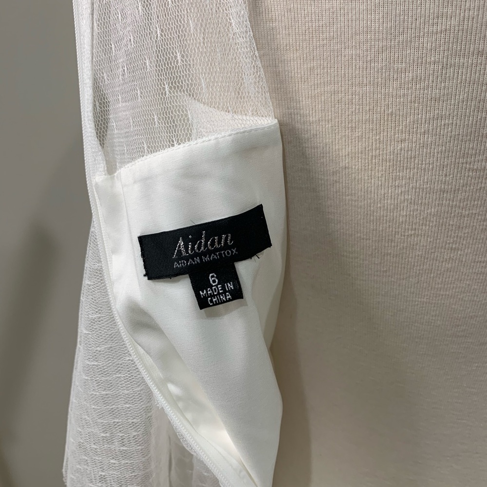 Aidan mattox white pearl tiered mesh midi dress - Picture 9 of 10